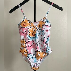 Girls size 10 Cute Cat Print Swimsuit